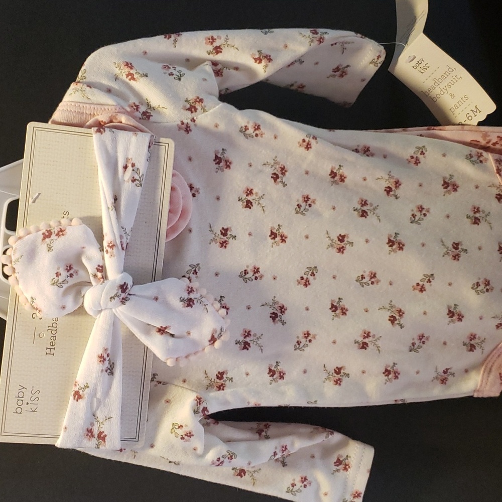 Baby Girl Three-Piece Matching Floral Set Size 3-6M - NEW - Ltd Time SALE!